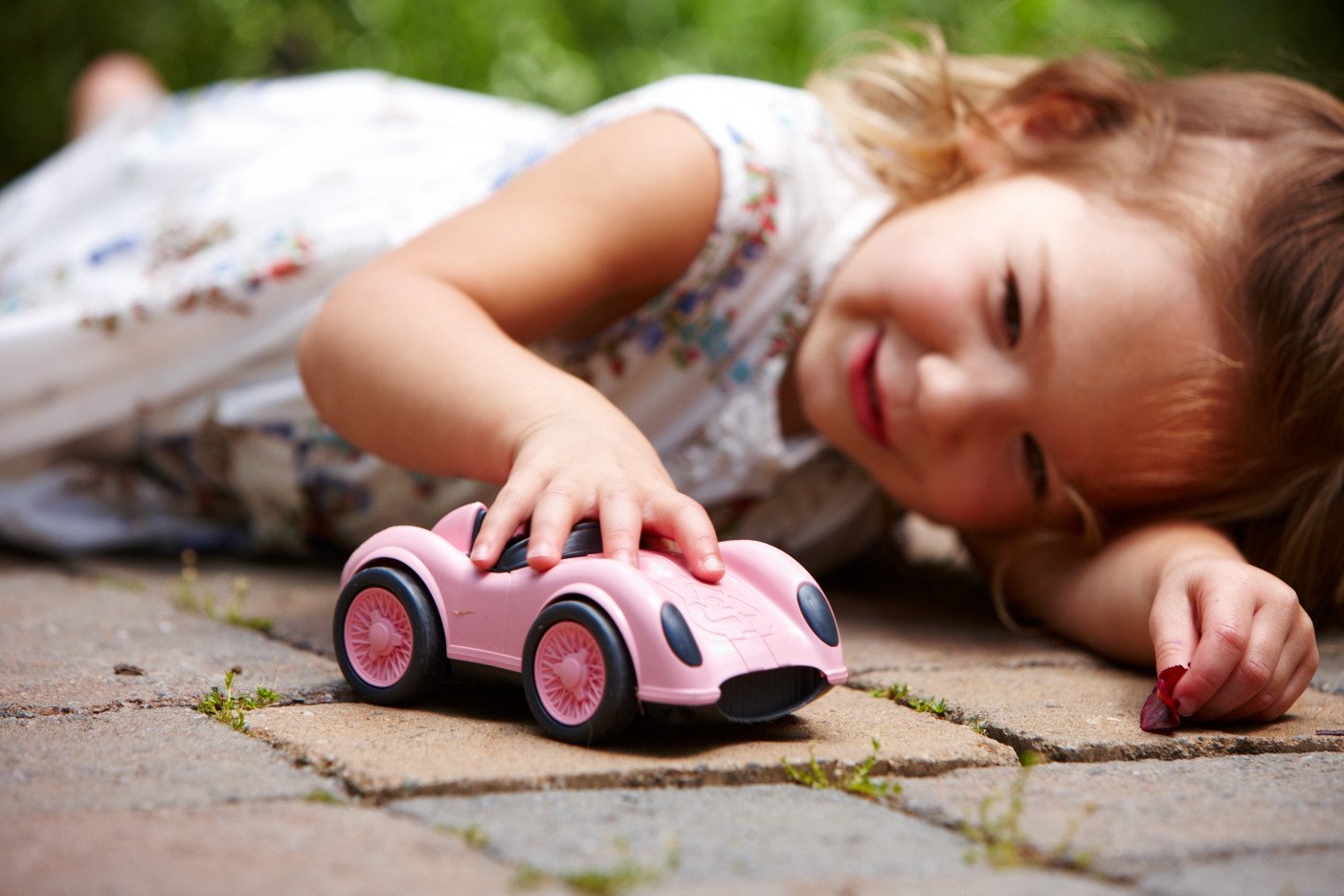 Green Toys Race Car, Pink - Pretend Play, Motor Skills, Kids Toy Vehicle. No BPA, phthalates, PVC. Dishwasher Safe, Recycled Pla