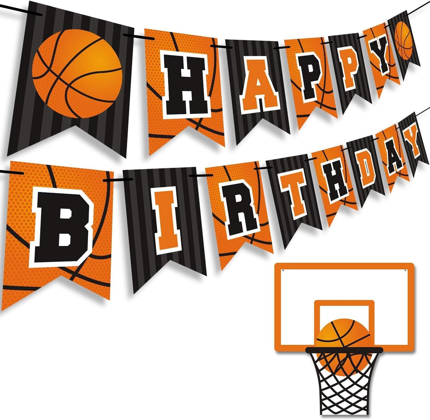 Basketball Happy Birthday Banner Slam Dunk Party Decoration Supplies Kids Teenagers Boys B-Day Photo Prop Pennant Ideas No Diy R