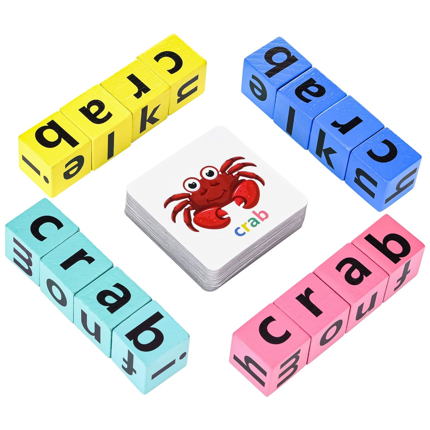 Dragonflydreams Wooden Blocks Spelling Game, Wooden Alphabet Puzzles Blocks, Matching Letter Game Kids Toys Alphabet Spelling Game Toys Montessori Learning Toy Early, Learning Toys For Kids Ages