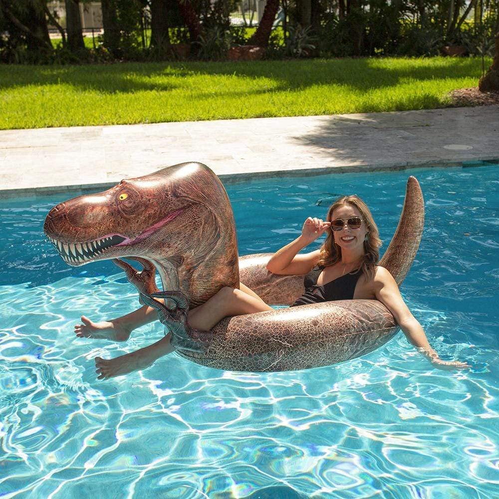 PoolCandy Inflatable 42 inch Animal Pool Tubes and Swim Rings (T-Rex Dinosaur Inflatable 42 inch Dino Pool Tube)