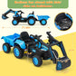 Mellcom Ride On Excavator, 12V Excavator Ride On Toy With Detachable Trailer, Electric Car With Remote Control, Kids Car With Di