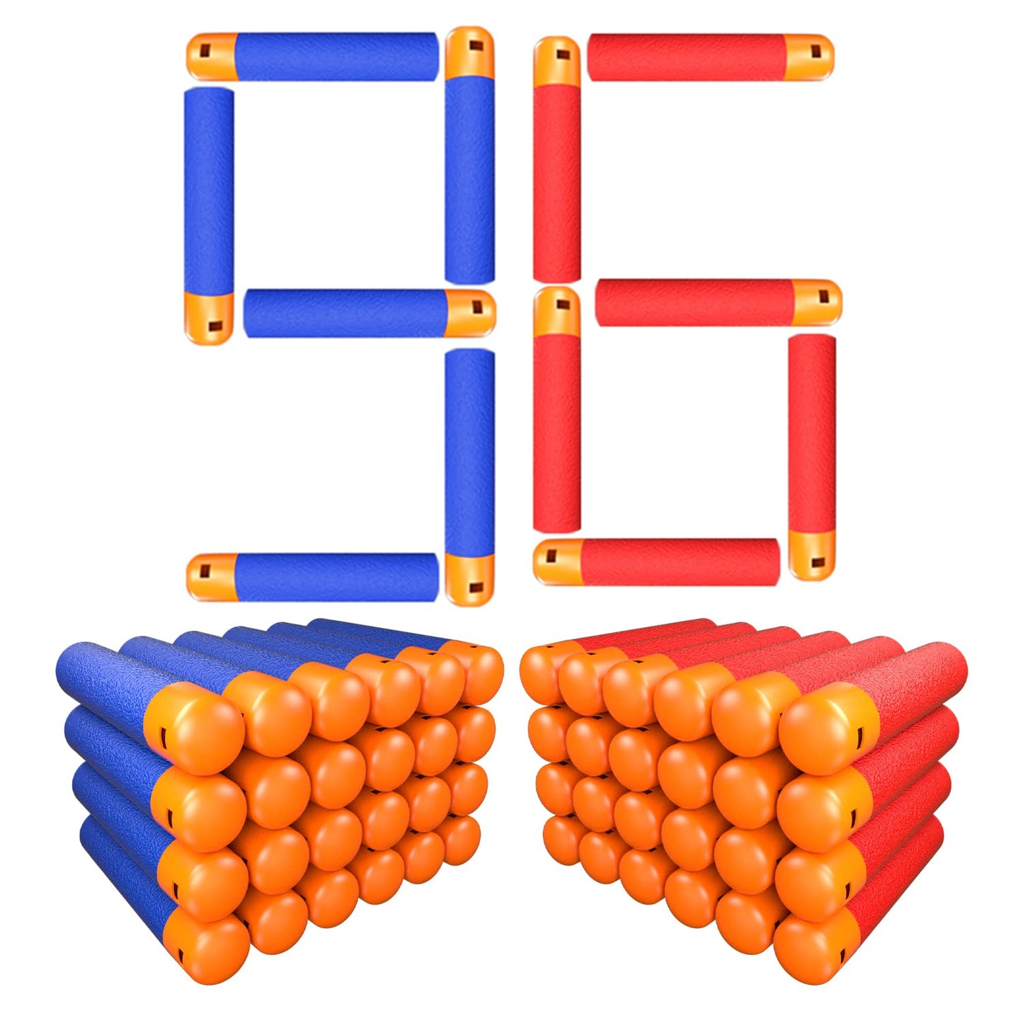 EKIND 9.5cm Foam Darts Compatible for Nerf advanced Mega Series 96-Dart Refill Pack (Red & Blue)