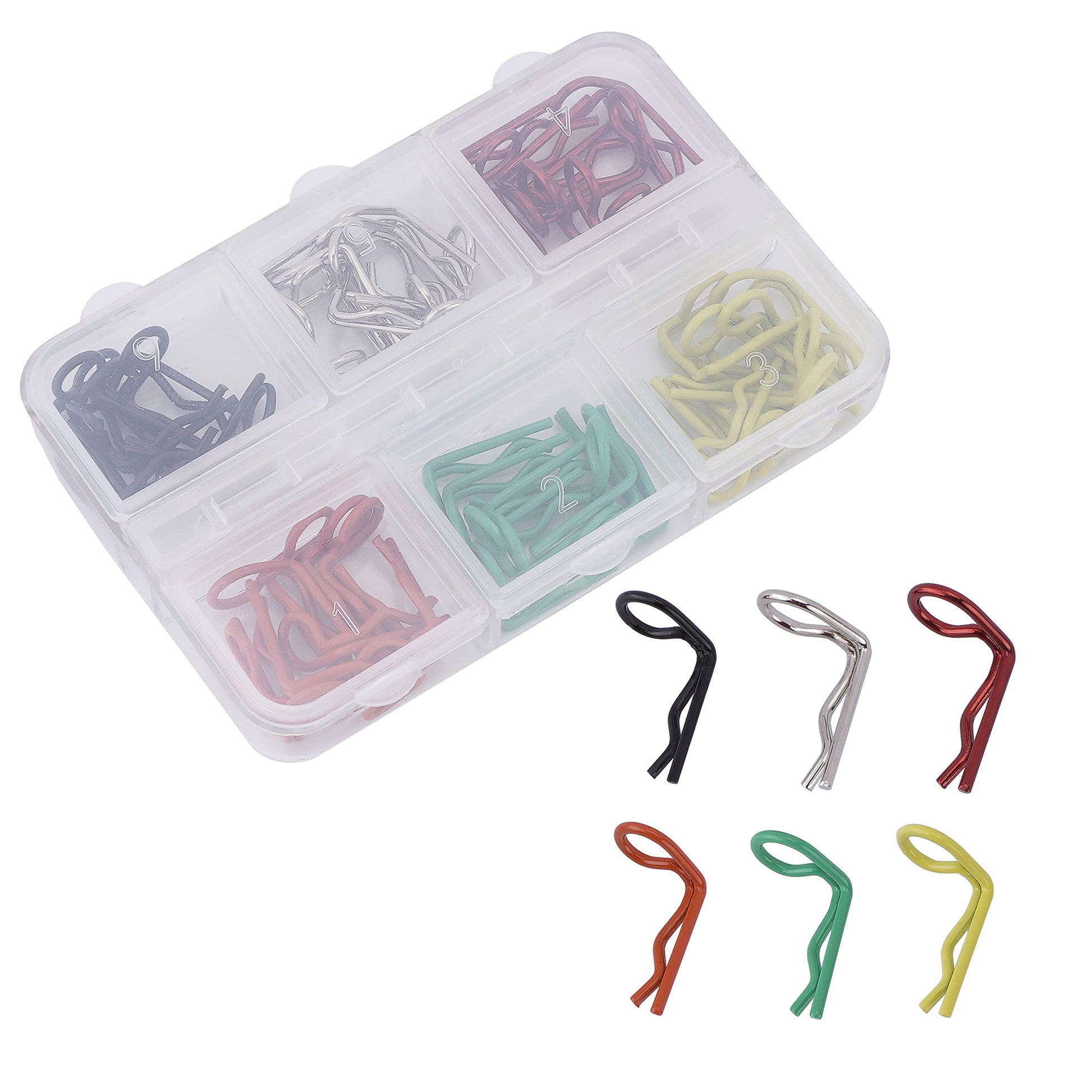 DJX 60PCS 90-Degree Angle Body Clips Bent Springy Pins for All 1/10 Traxxas SCX10II SCX10III 1/24 RC Crawler Car Axial SCX24 C10
