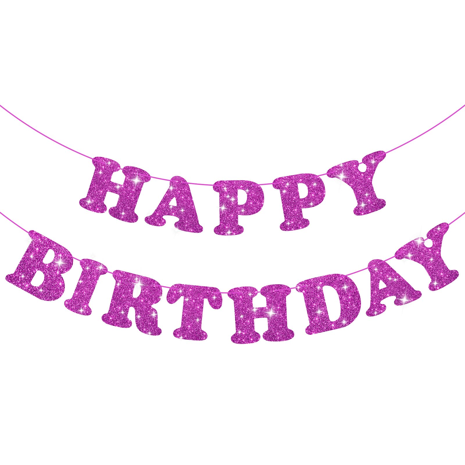 Glitter Purple Happy Birthday Banner Sign With Shiny Letters, Glitter Happy Birthday Bunting Banner Flag Garland For Kids Boys Baby Birthday Party Decorations Supplies