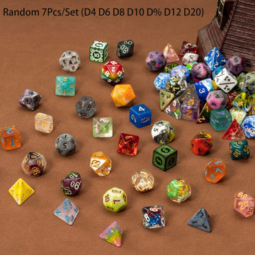 HDdais 7pcs Random Color DND Dice Set, 7-die Polyhedral D&D Dice for DND RPG MTG Table Games Dungeons and Dragons Dice