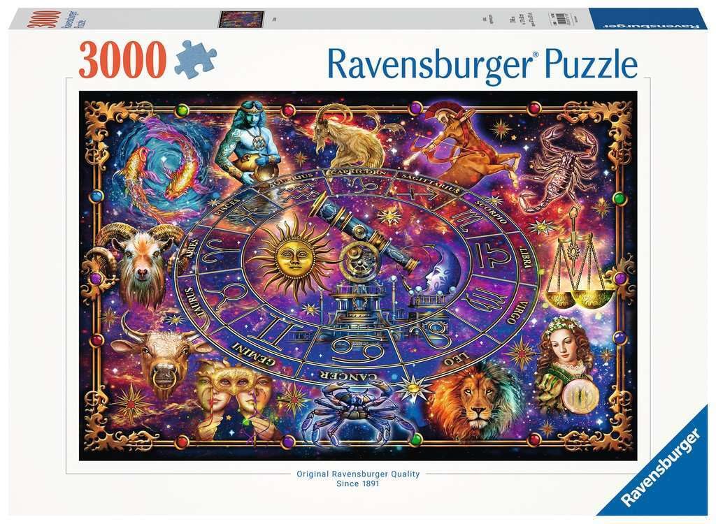 Ravensburger Zodiac 3000 Piece Jigsaw Puzzle - Enthralling Zodiac Illustration | Custom Blueboard | Perfect Interlocking Fit | Vibrant, Matte Finish | Ideal For Advanced Puzzle Enthusiasts