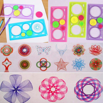 Dream Xplore Spirograph Geometric (Set Of 4) Birthday Return Gift Item For Kids In Bulk/Creative Designer Ruler/Scale, Art & Cra
