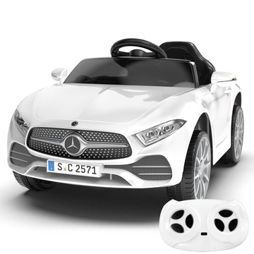 12V Kids Ride On Car With 2.4G Remote Control,Battery Powered Electric Car Ride On Vehicle Double Doors, 5 Point Safety Belt,Led Light (Sc-White)