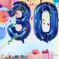 EBAIJQUO 40 Inch Navy Blue Number 30 Balloons - Self-Sealing Aluminum Foil for Birthday and Anniversary Decorations
