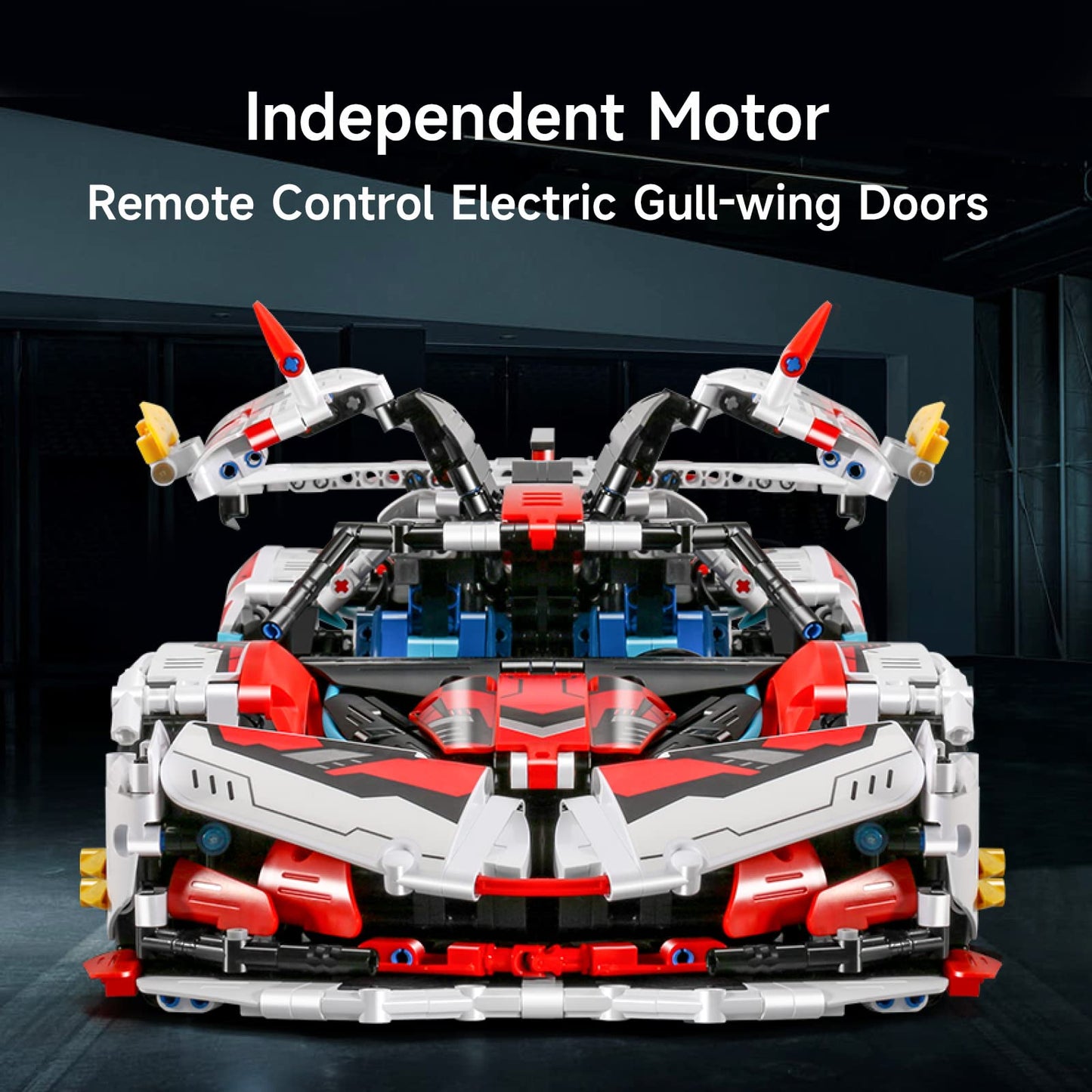 Ownone 1 Super Car Building Kits - With Easy Drifting Wheels, Remote Control Function, Electric Gull-Wing Doors - Collectible 1:10 Scale Model Technique Car Building Blocks Set For Adults (2277 Pcs)