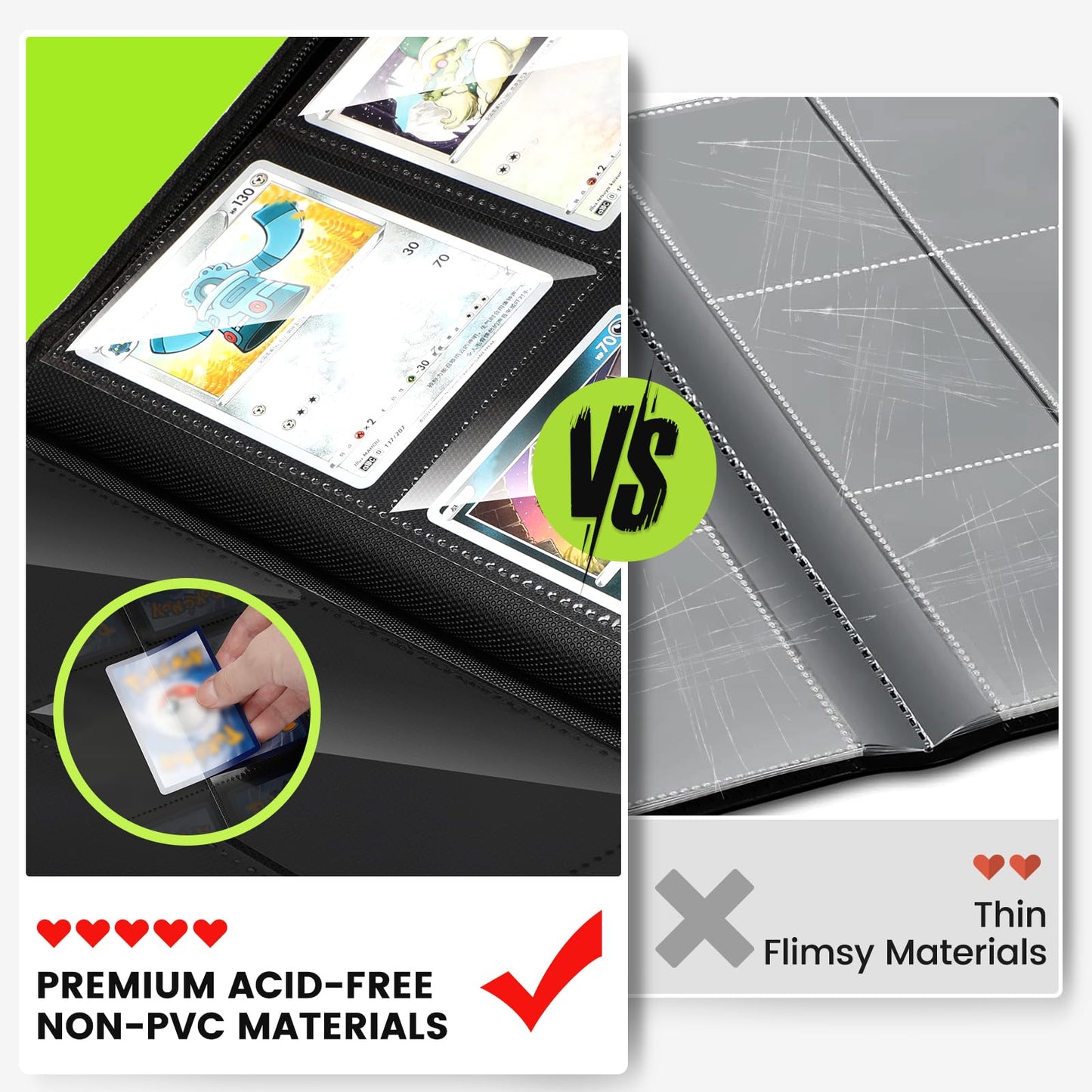 Trading Card Binder with Sleeves  enhanced 4 Pocket Ringless Card Binder 160 Side Loading Pocket PU Card Collection Binder  Collectible Card Albums Card Folder for MTG  TCG  Sports Cards  Game Cards