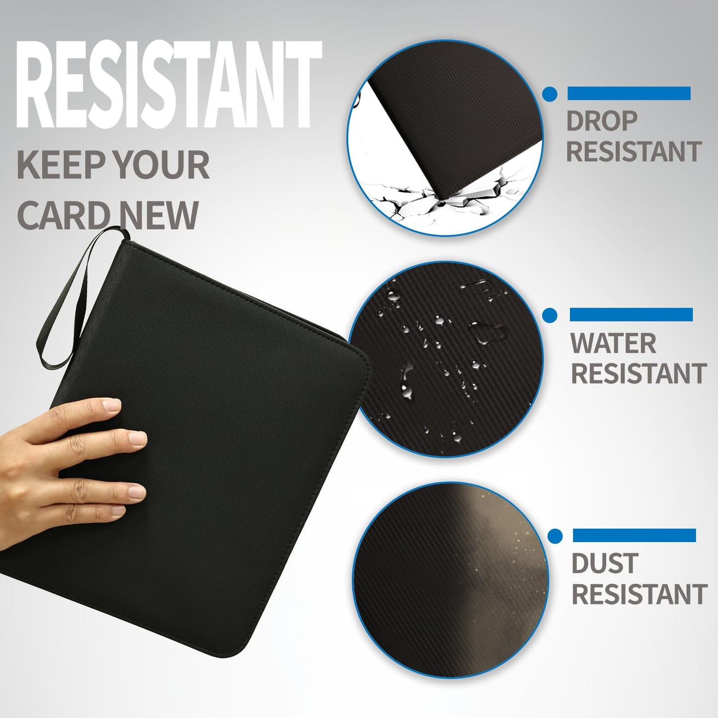 Card Binder for Toploaders Portable 4 Pockets Trading Card Holder Albums for Sports  Trading  and Gaming Cards Black