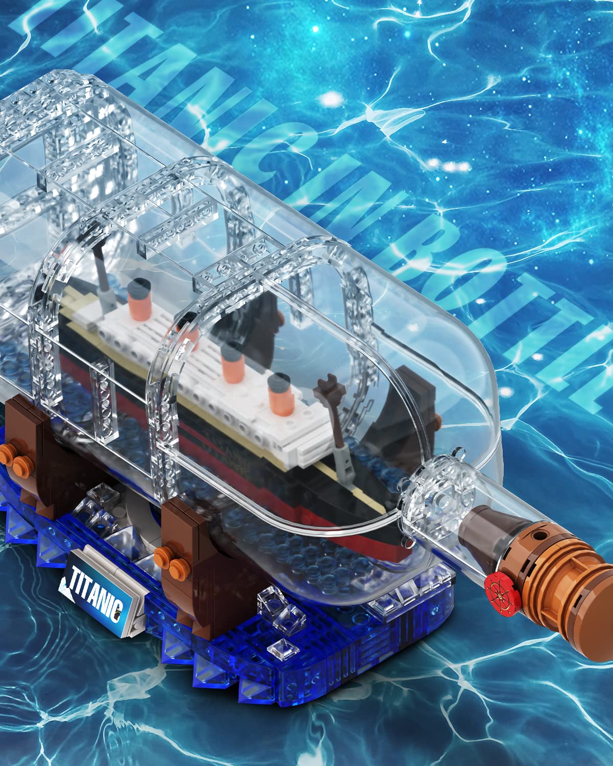 Dovob Titanic Ship In A Bottle Building Blocks Set, Creative Collectible Display Model Set, Great Idea Gift Toy For Adults And Kids(878 Pcs)