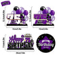 Lingteer Happy 75Th Birthday Purple Acrylic Table Topper Centerpieces Set - Cheers To 75 Years Old Birthday 75Th Bday Party Gift Decorations.