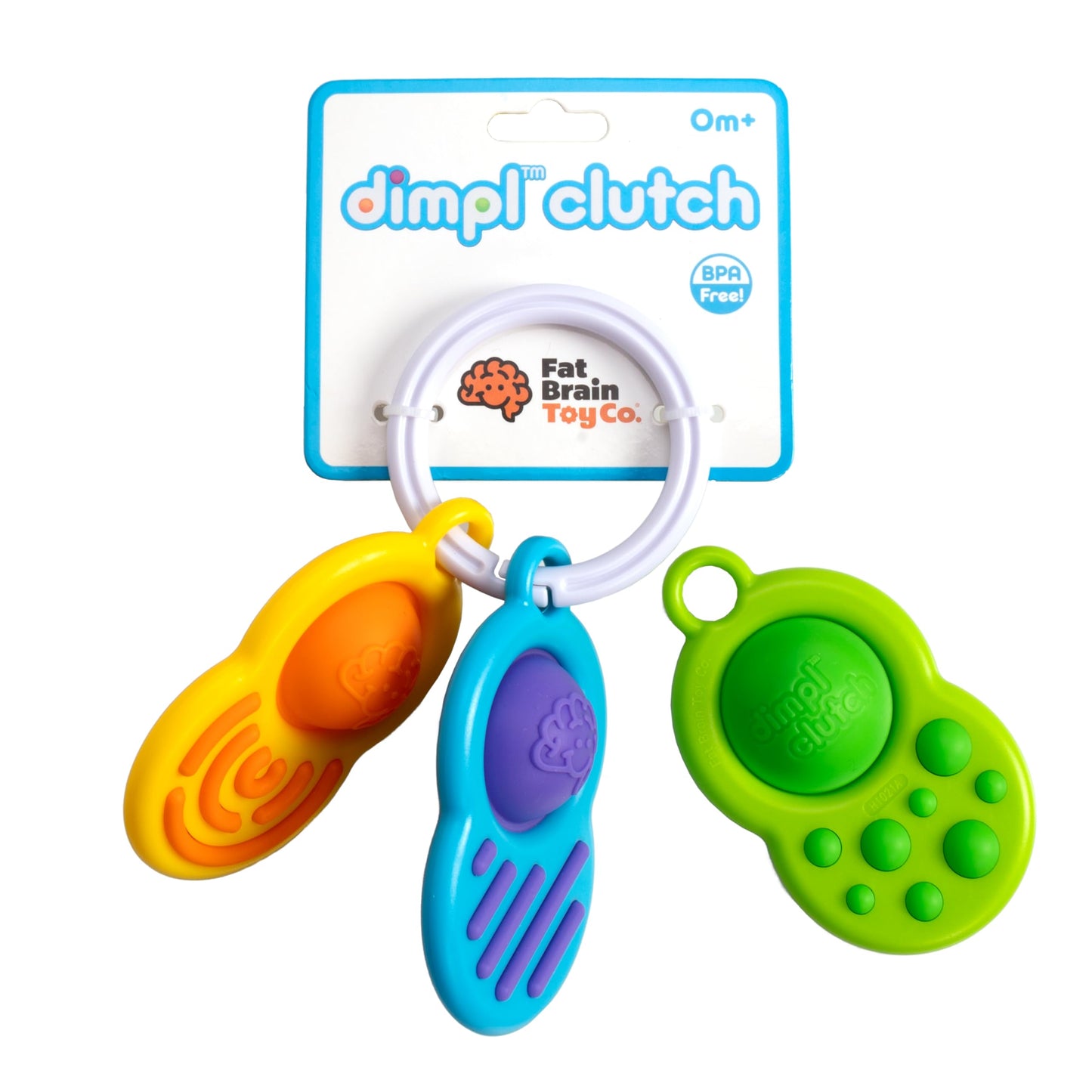 Fat Brain Toys Dimpl Clutch, Popping Sensory Take-Along Baby Toy & Teether For Babies 0 Months+, Fidget Toy