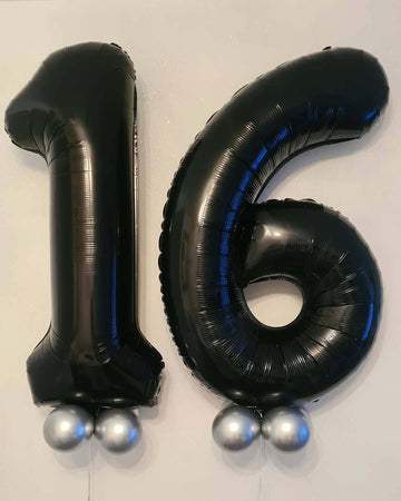 40 Inch Black 16 Number Balloons Giant 16 Balloons Black Birthday Balloons 16Th Birthday Anniversary Events Party Decorations Su