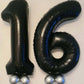 LHOAVWE 40 Inch Black 17 Foil Mylar Balloons - Jumbo Digital Number for 17th Birthday Party Decorations