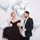 12 Pcs Heart Balloons, 18 inch White Heart Shaped Balloons, Big Heart Mylar Helium Balloons, Heart Love Foil Balloons for Weddin