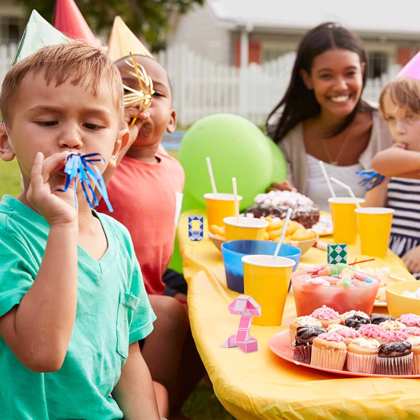 Ganowo 30 Pack Party favor, Medium Fidget Snake Cube Twist Puzzle Toys for Kids Teens Stocking Stuffers Bulk Birthday Party Supp