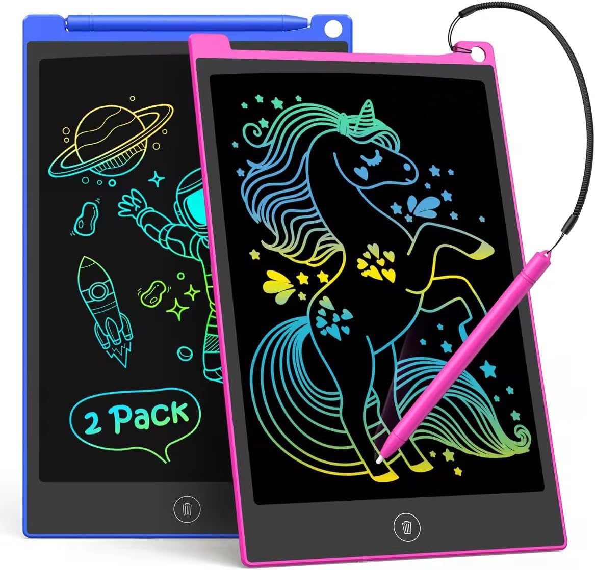 TECJOE LCD Writing Tablet - 10" Colorful Doodle Board for Kids, Dark Blue Magenta, Model H10A, Ideal Learning Toy for Ages 3-6
