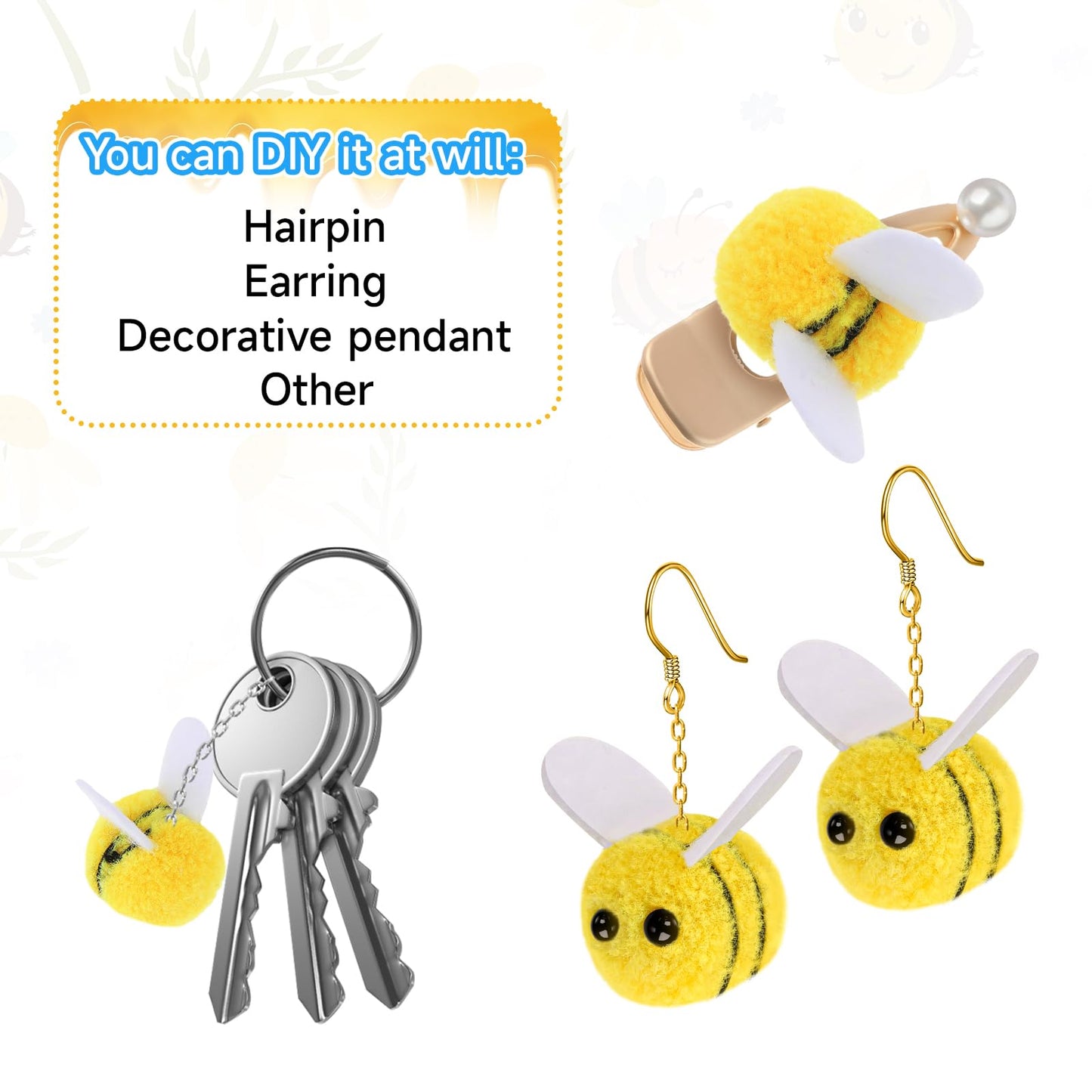 20 PCS Mini Wool Felt Bees Cute Bee Craft Supplies Felt Bees for Crafts Plush Bees Decor for Clothing Hats Bags Gift DIY Bee The