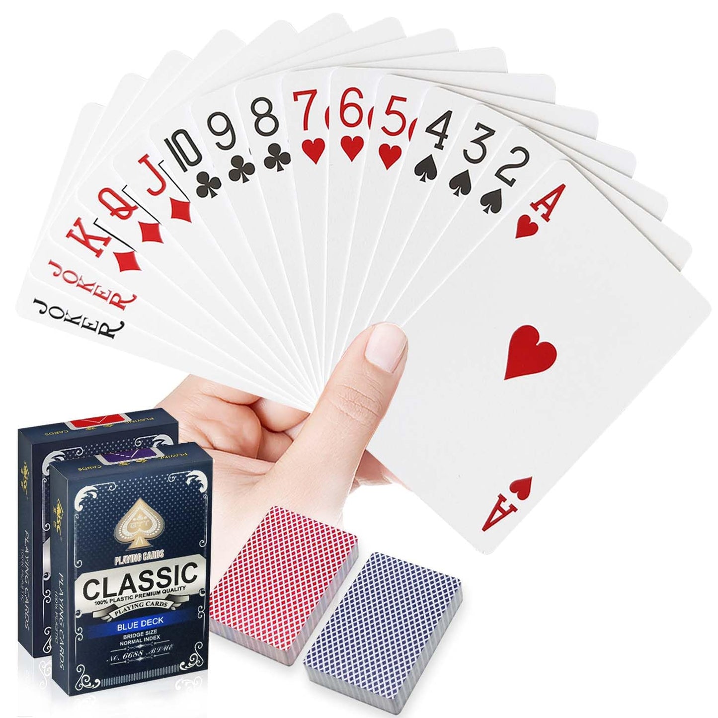 Wugauwor Plastic Waterproof Playing Cards,2 Decks,Red And Blue,Premium Professional Poker Cards,Bridge Cards,Standard Index For
