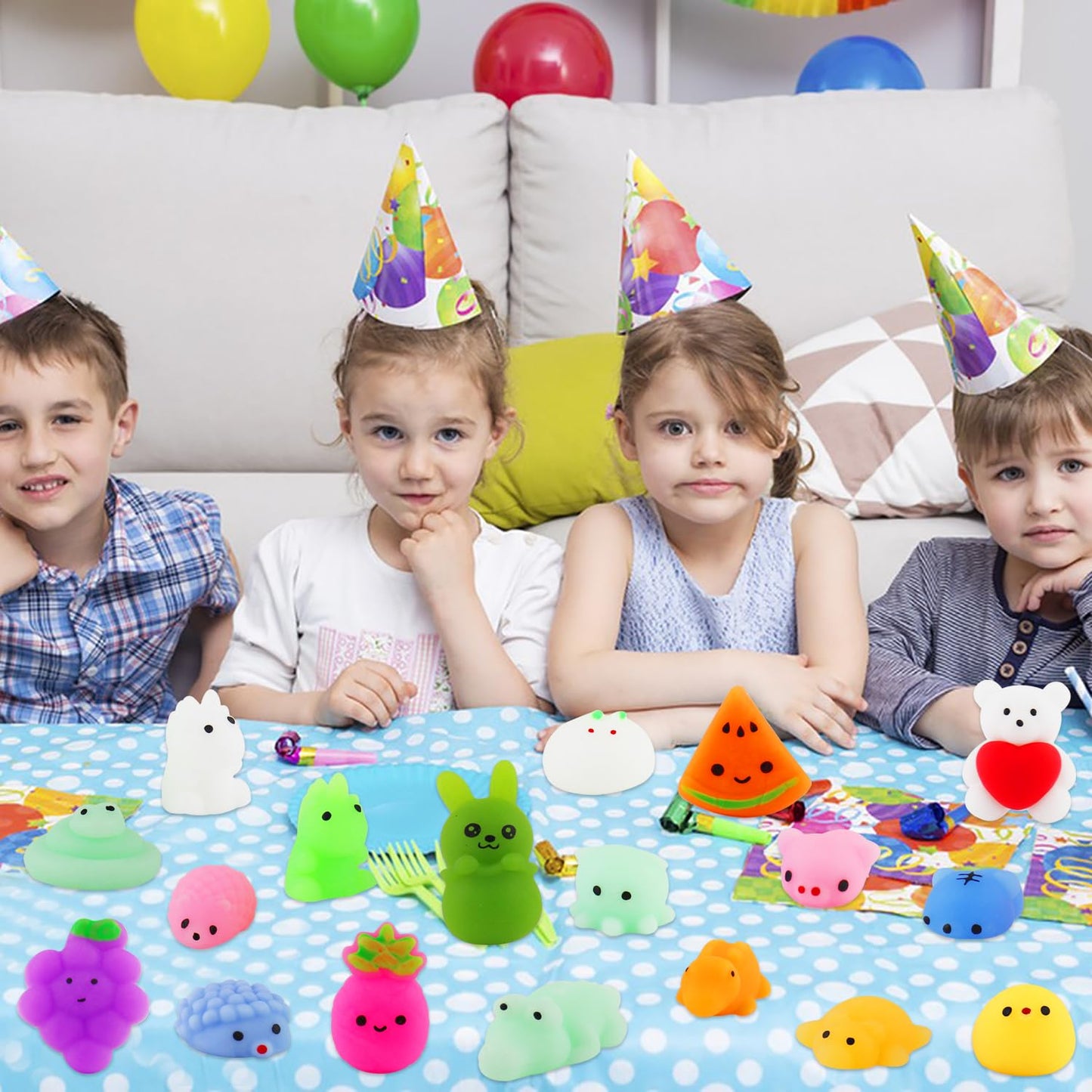 NANEEZOO Squishy Toys  Random 60 Pack Mini Squishy Mochi  Party Favors for Kids 4-8 8-12  Stress Relief Toys for Boys Girls Goodie Bags Xmas Gifts Classroom Prizes (60 Pack)