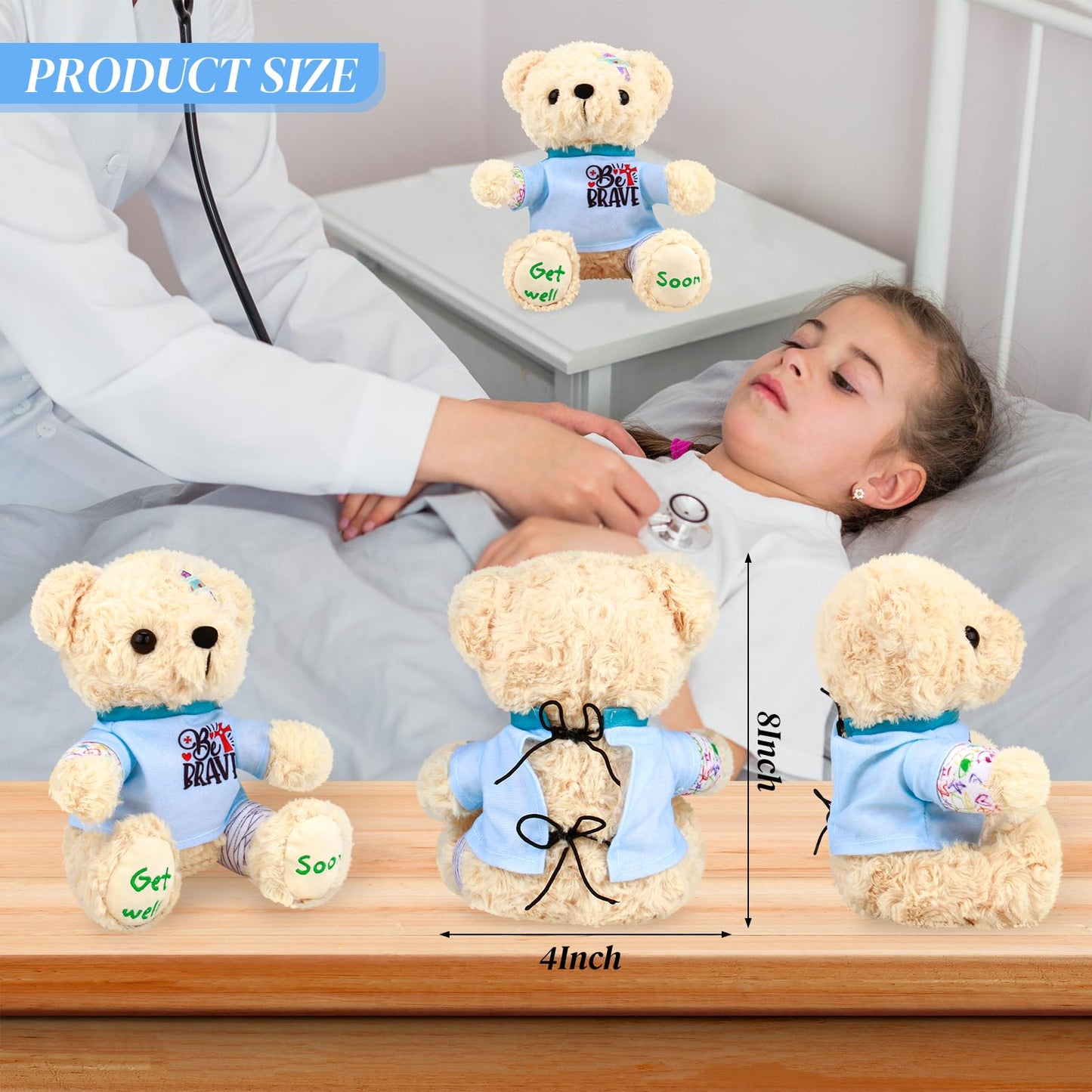 Get Well Soon Gifts for Kids - Get Well Soon Bear Stuffed Animal  Broken Arm Leg Gifts for Kids mature-themed After Surgery  8 Inch Soft Get Well Teddy Bear Plush Feel Better Recovery Gift for Comforting