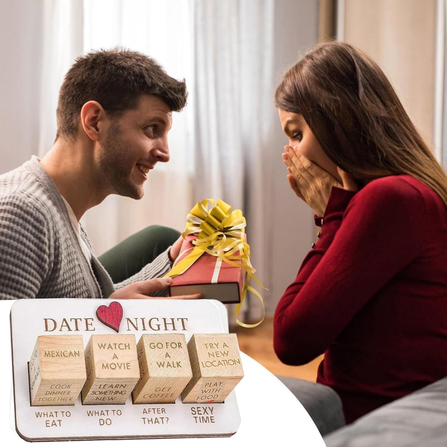 Yckeogln Date Night Dice After Dark Edition,Wooden Board Game for Couple,Decision Dice, for Him & Her,Funny Wedding Gifts, Valen