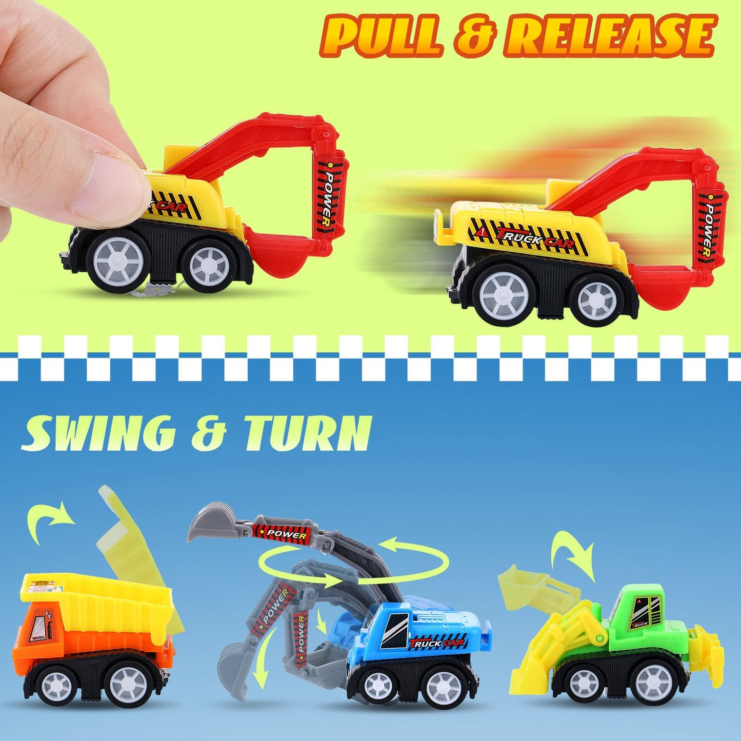 15 Pieces Mini Construction Car Toys Small Truck Toy Kit Mini Pull Back Vehicles Excavator Truck Tractor Kids Party Favors Pinat