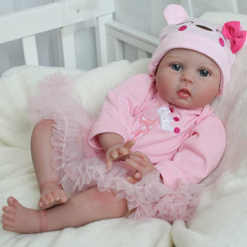 Charex Realistic Reborn Baby Dolls, Real Looking Lifelike Doll For Girls, 22 Inch Handmade Weighted Newborn Silicone Baby Doll With Accessories, Toy Gifts For Kids Age 3+