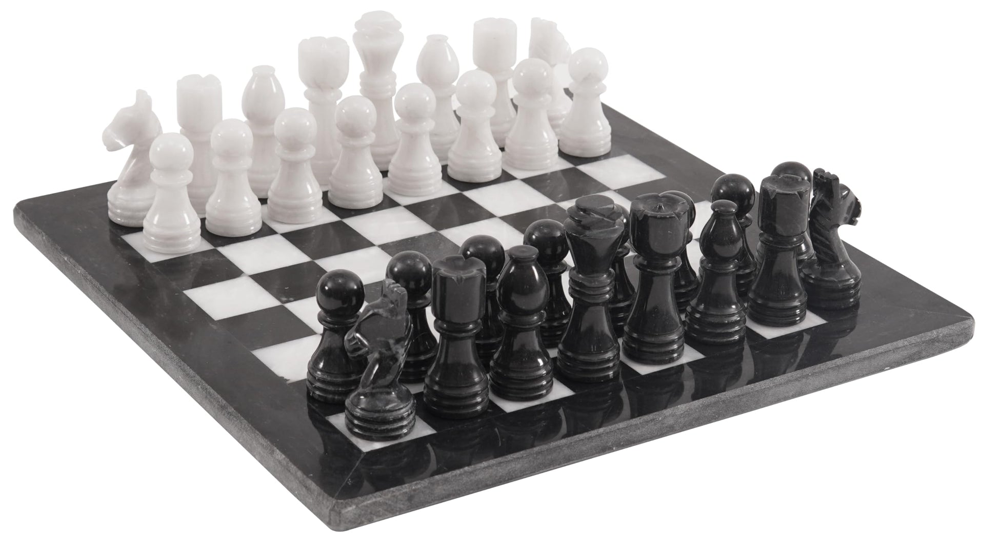 Radicaln Marble Chess Set 12' Inches Black & White Handmade Board Game 2 Player Classic Chess Sets For Adults- 1 Chess Board & 32 Chess Pieces - Chess Game
