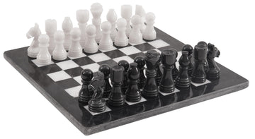 Radicaln Marble Chess Set 12' Inches Black & White Handmade Board Game 2 Player Classic Chess Sets For Adults- 1 Chess Board & 32 Chess Pieces - Chess Game