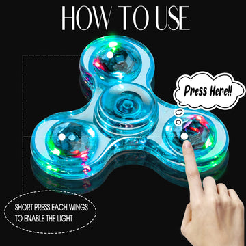 Figrol 3 Pack Led Light Fidget Spinners, Crystal Finger Toy Gift For Children, Stress Reduction And Anxiety Relief Hand Spinners
