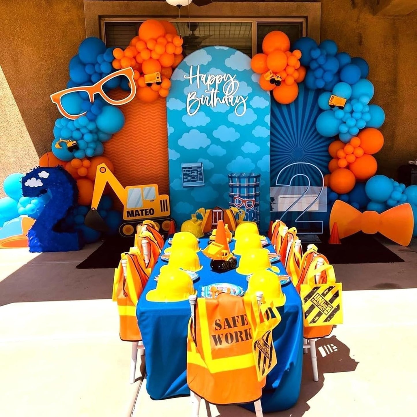 Blue And Orange Balloons Garland Arch Kit, 122 Pc Dark Blue And Orange Balloons, Royal Blue Baby Blue Orange Party Balloons For