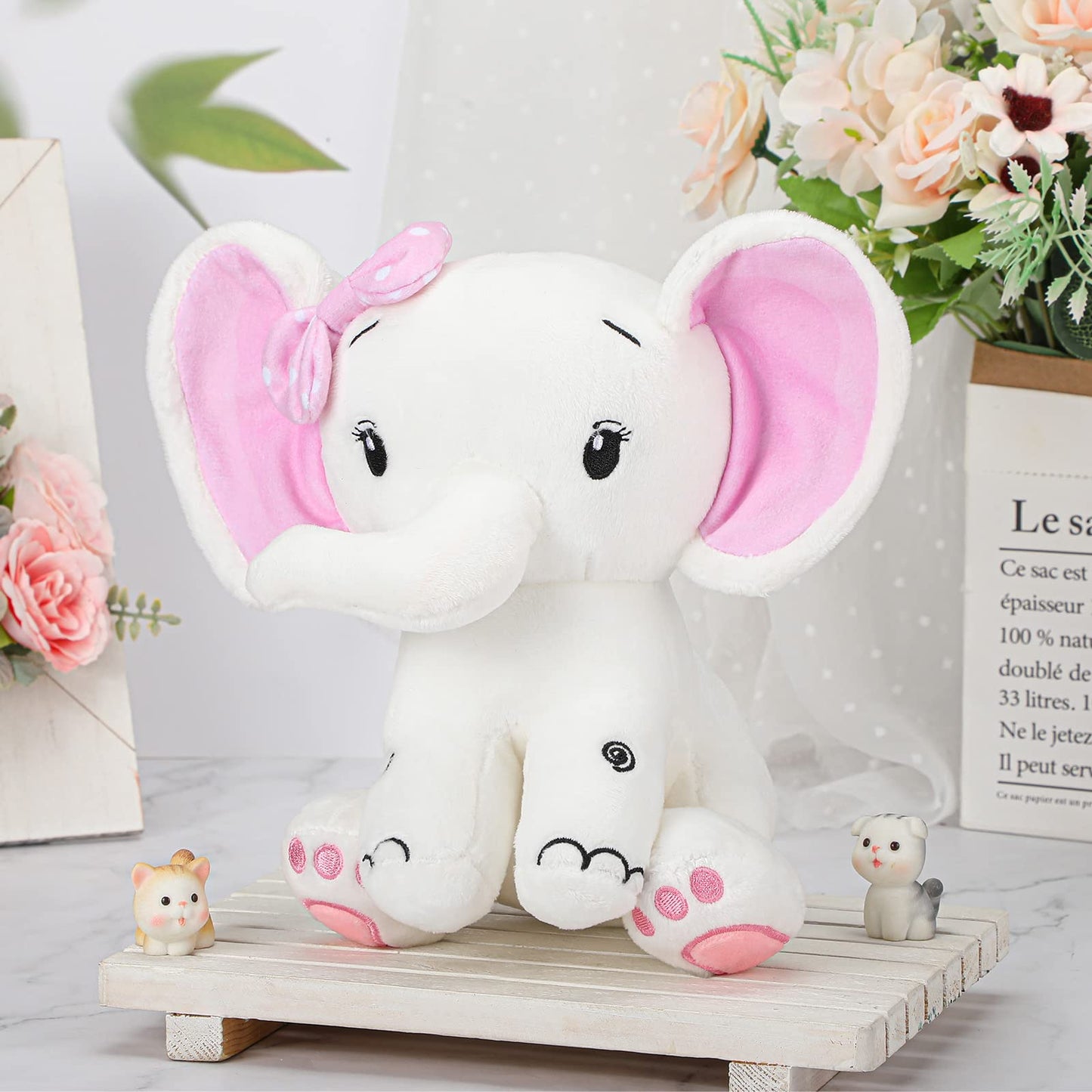 Zomiboo 3Pcs 8' Elephant Stuffed Toys - Cute Plush Animals For Baby Girls & Boys, Nursery Bed Decor