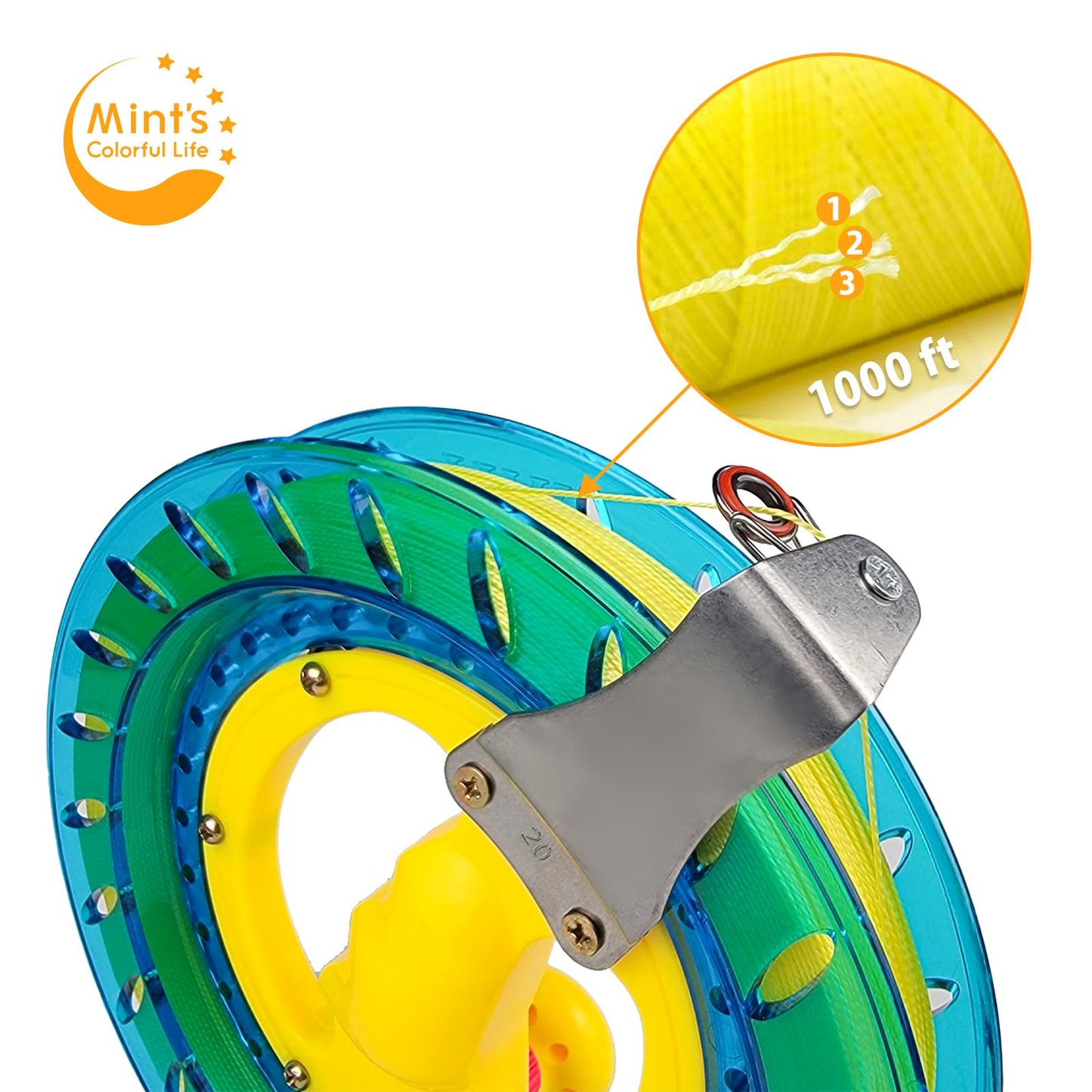 Mint'S Colorful Life 8In Kite Reel Winder, Kite Line With Reel, Comes With 1000Ft String (Green, 8 Inch)