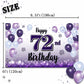 LASKYER Happy 72nd Birthday Decorations,72nd Purple Balloon Large Birthday Banner Backdrop Sign,72 Years Old Bday Party Supplies