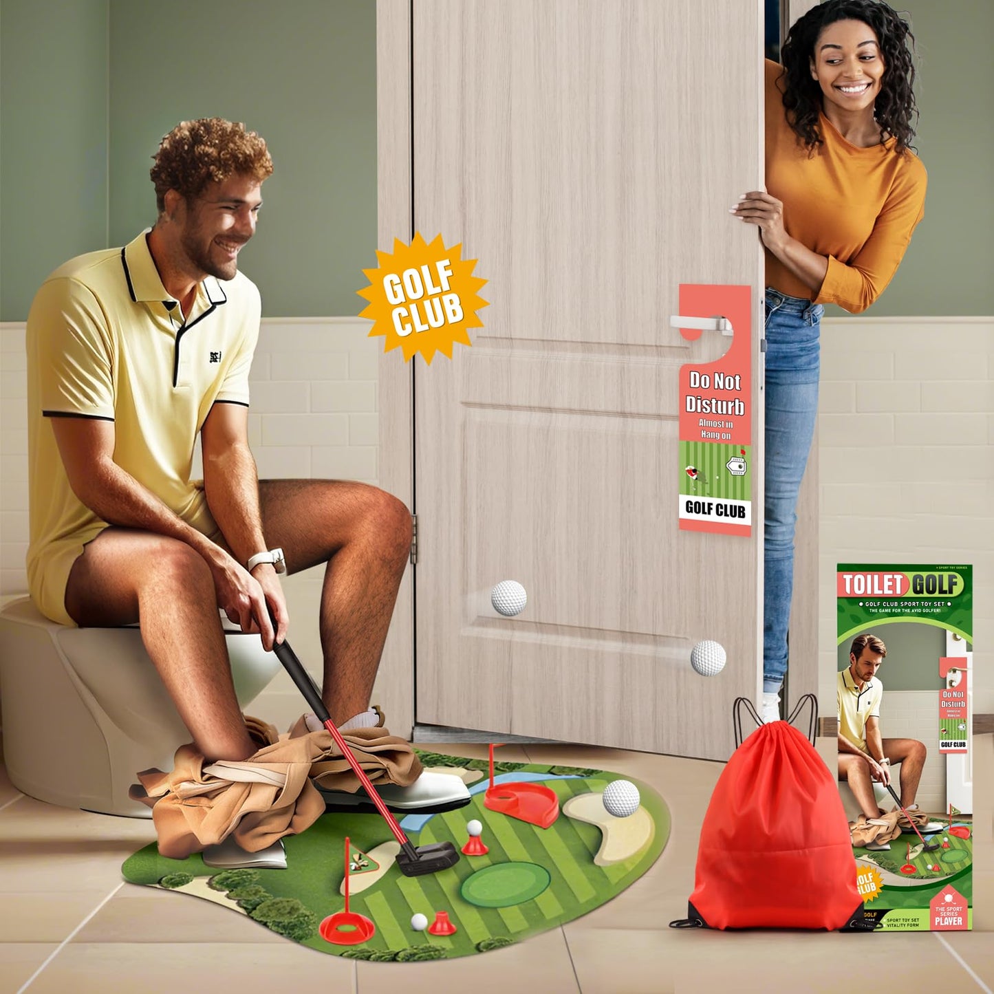 Kaelinda Toilet Golf Game - Funny Gifts For Men, Golf Gifts For Men, Funny White Elephant Gifts For Adults, Bathroom Golf Gag Gi