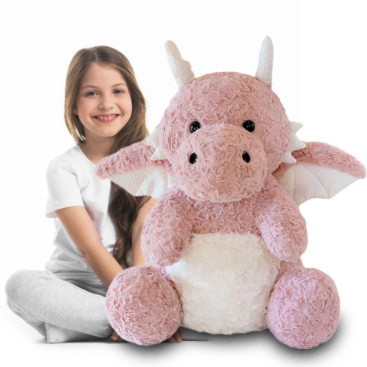 SUSULF Little Flying Dragon - Cute Stuffed Animal Plush Toy - Adorable Soft Dragons Toy Plushies and Gifts - Perfect Present for Kids (Pink 22.04in/56cm)