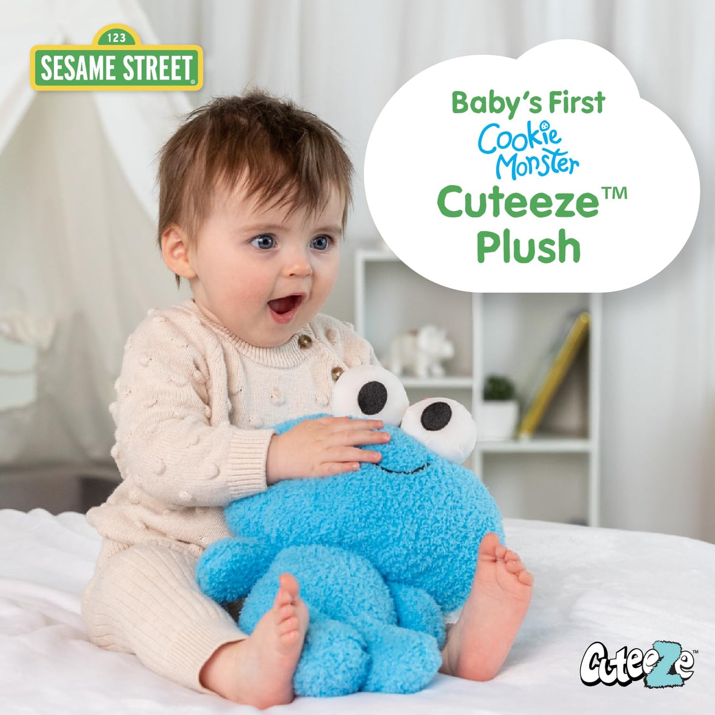 Kids Preferred Sesame Street Cookie Monster Baby'S First Cuteeze Plush Stuffed Animal For Babies And Infants, 12 Inches