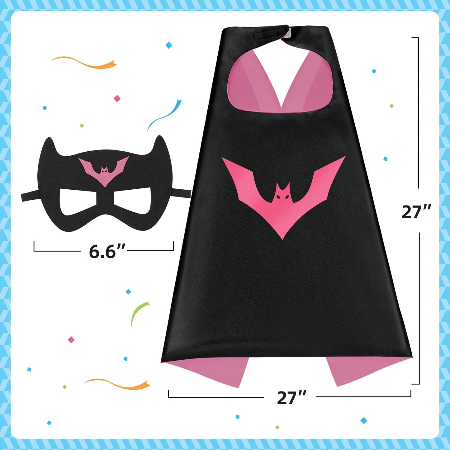 Mizzuco Dress Up Capes For Kids Superhero Cloak With Mask And Waistband Halloween Costumes And Party Dress Up(Rose Pink)