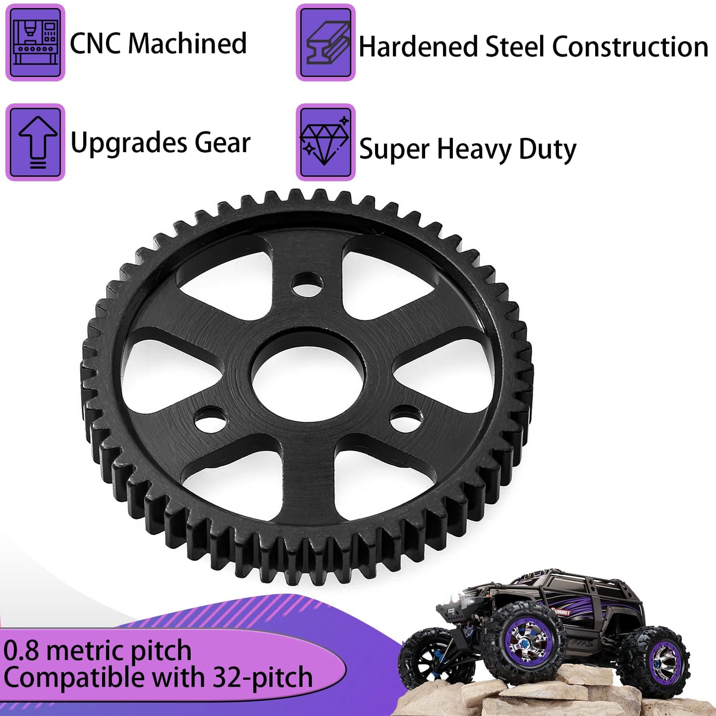 32P Spur Gear, 68T 0.8 Metric Pitch, Compatible With 32P, Hardened Steel 68 Tooth 0.8M Spur Main Gear For 1/10 Traxxas Ford Rust