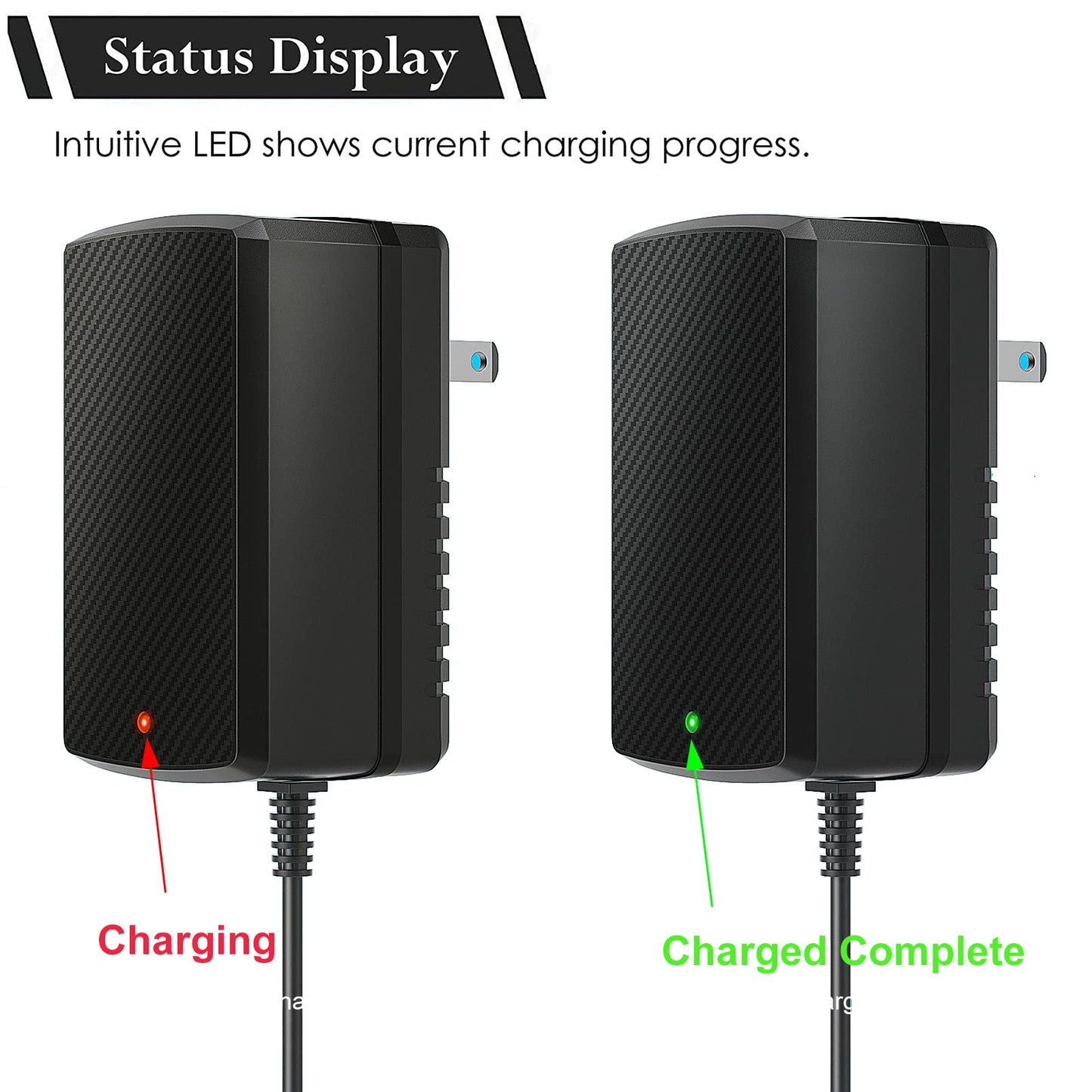 Venshun 12V Charger for Kids Ride-On Toys - Large Black Plastic Battery Charger