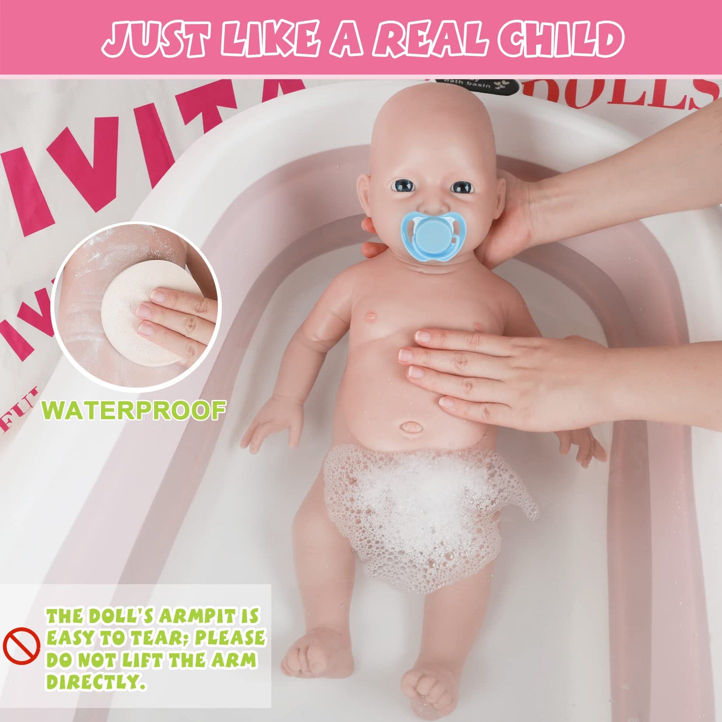 Ivita 20 Inch Platinum Full Silicone Baby Doll Boy,Not Vinyl Material Dolls,Real Baby Dolls,Soft Silicone Realistic Baby Doll