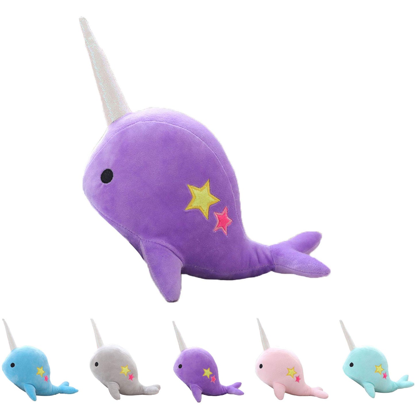 CASAGOOD Cute Purple Narwhal Plush Toy - Medium Soft Whale Stuffed Animal for Babies and Kids