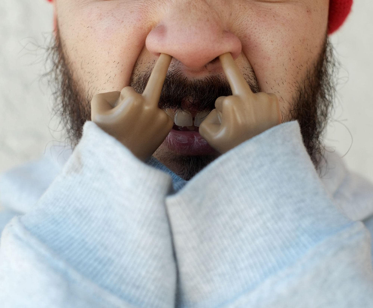 Tiny Hands 4.5-Inch Novelty Toys | Two Middle Finger Hands, Deep Brown | Plastic Puppets With Holding Sticks | Funny Gag Gifts,