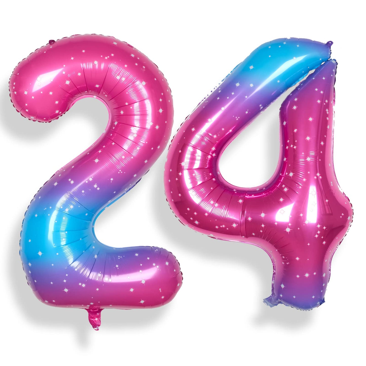 Rainbowq 24 Balloon Numbers 40 Inch For Women Big Starry 0-9 Foil Mylar Large Number 24 Balloons Happy 24Th Birthday Party Anniv