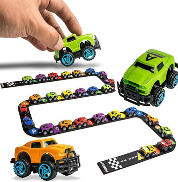 Skoolzy 36-Piece Alphabet Cars - Alphabet Learning Toys With Felt Track Set For Abc Recognition - Ideal Manipulatives For Preschoolers, 3 Year Old Boy Gift, And Toys For 2 Year Old Boys