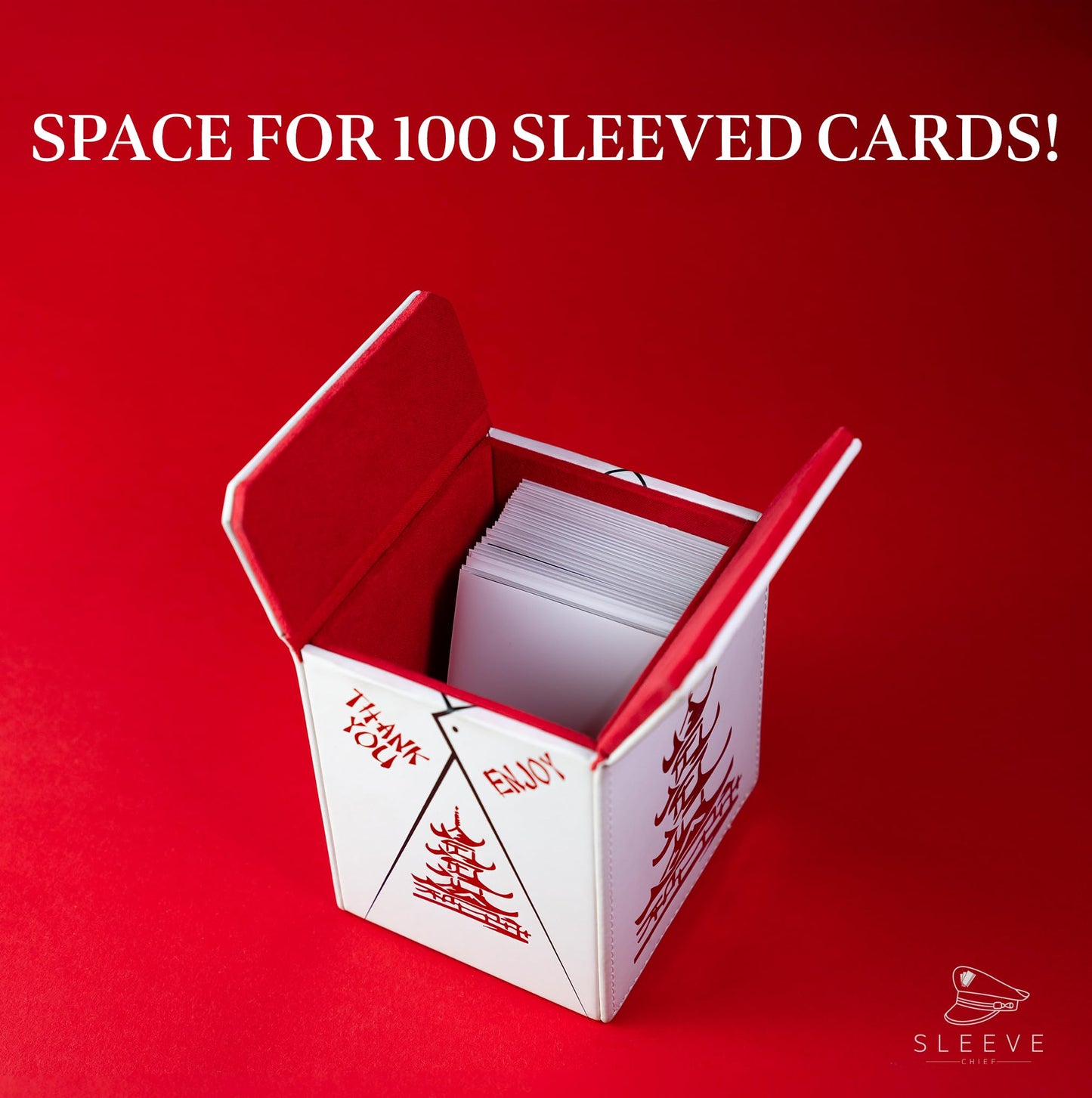 SleeveChief - China To Go! Trading Card Deck Box | vegan leather & Holo Design | MTG commander deck box & for ALL other trading